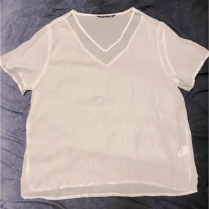 White t-shirt with sheer neckline
